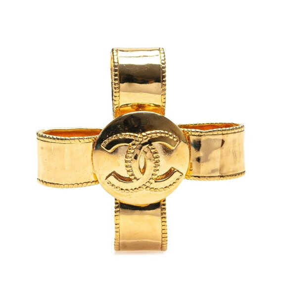 CHANEL Gold Logo Brooch - Picture 1 of 4